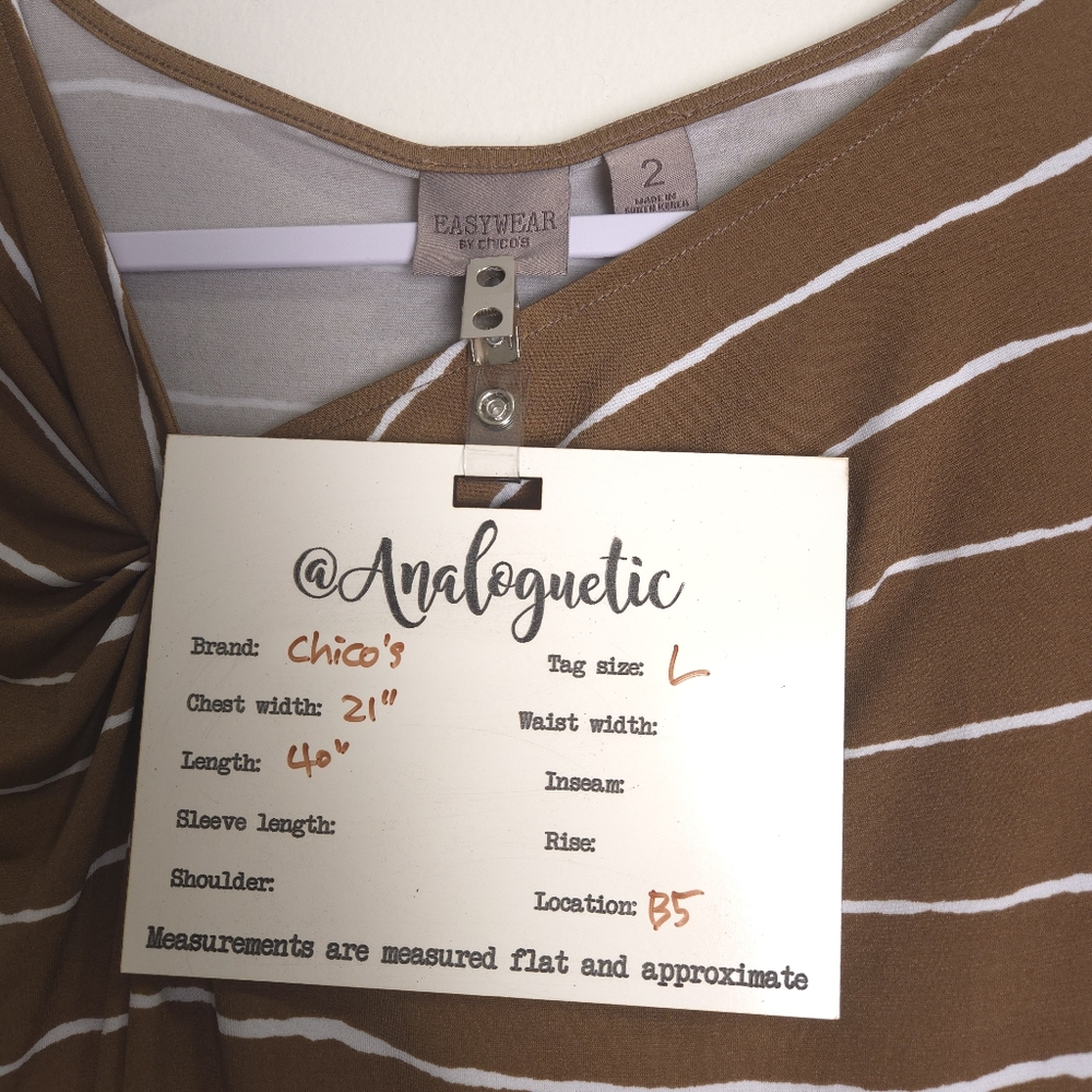Easywear by Chico's Brown White Comfy Chic Jersey Dress 2 / L - Picture 6 of 6